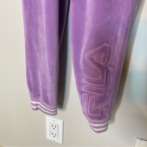FILA Junior Purple Velour Track Pants Athleisure Loungewear - Picture 7 of 11